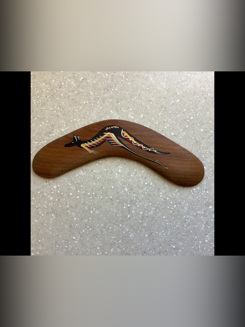 Original Australian Hand-Painted Wooden Boomerang Aboriginal-Style Artwork